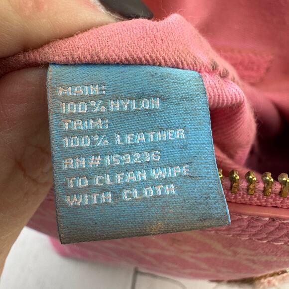 J. McLaughlin Pink Initial "H" Makeup Bag Gold Leather Zipper - Picture 12 of 14